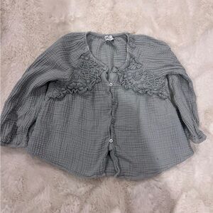 Zara Kids Gray Blouse with Lace Accents